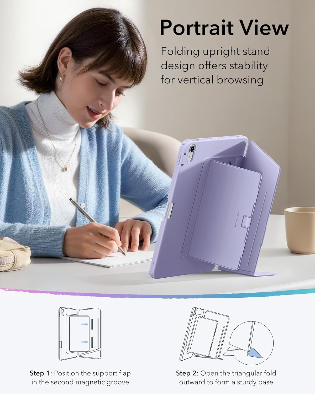 ESR Light Purple Tablet Case for iPad Air 13" M3/M2 (2025/2024) - NEW