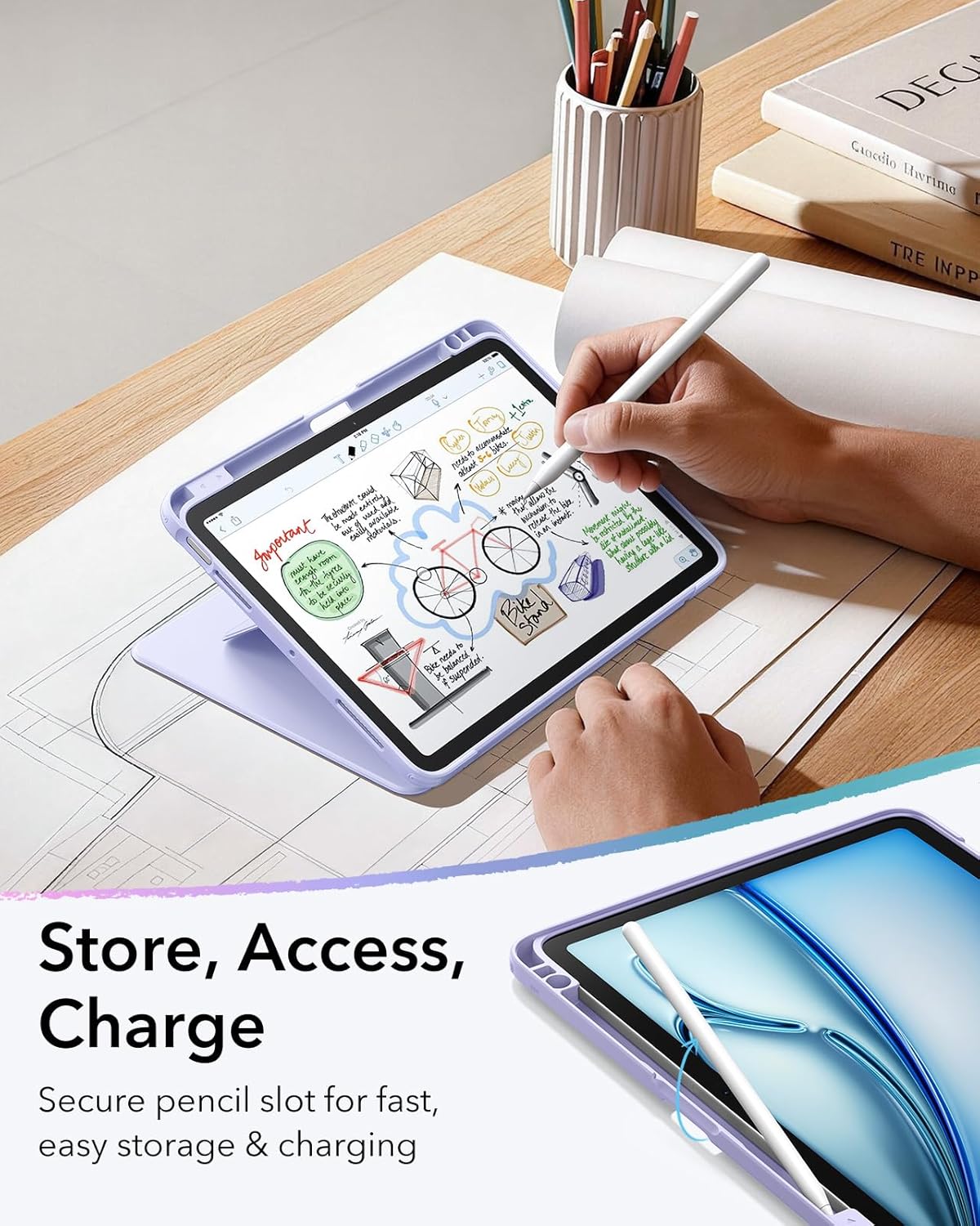 ESR Light Purple Tablet Case for iPad Air 13" M3/M2 (2025/2024) - NEW