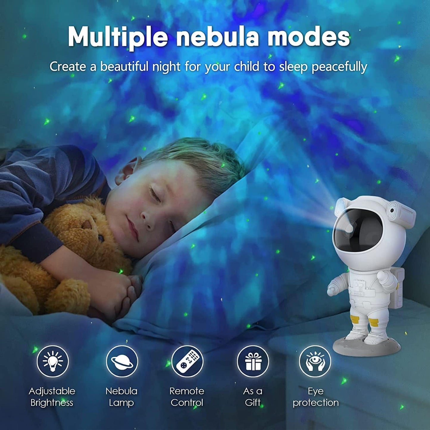 Calming Galaxy Nebula Astronaut Night Light Projector for Kids Bedroom DEMO