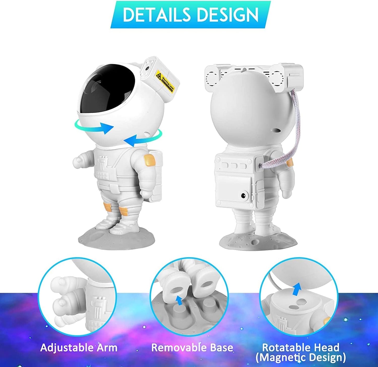 Calming Galaxy Nebula Astronaut Night Light Projector for Kids Bedroom DEMO