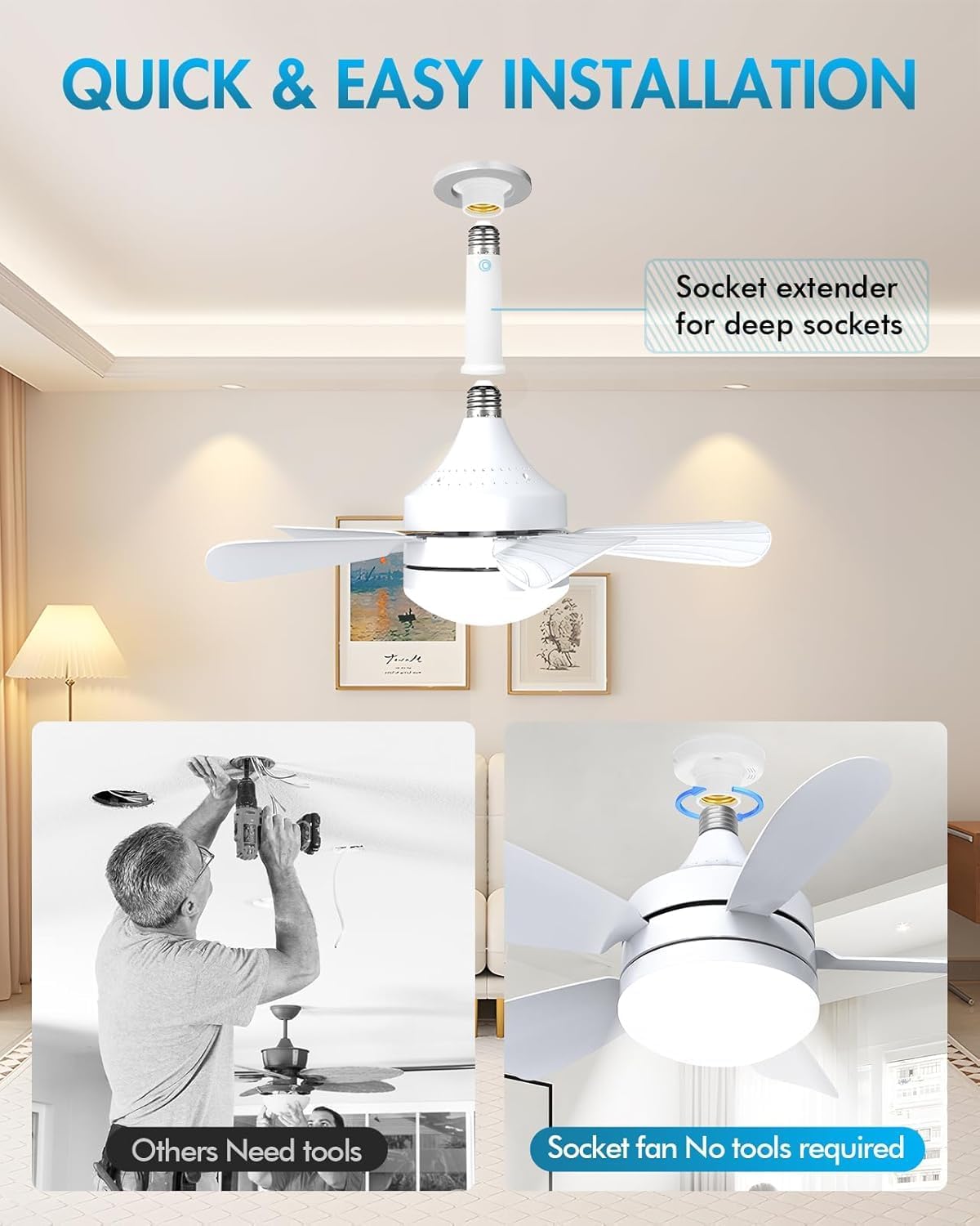 50cm White Fan Lights Ceiling Fan Light with Remote Control Size 50cm DEMO
