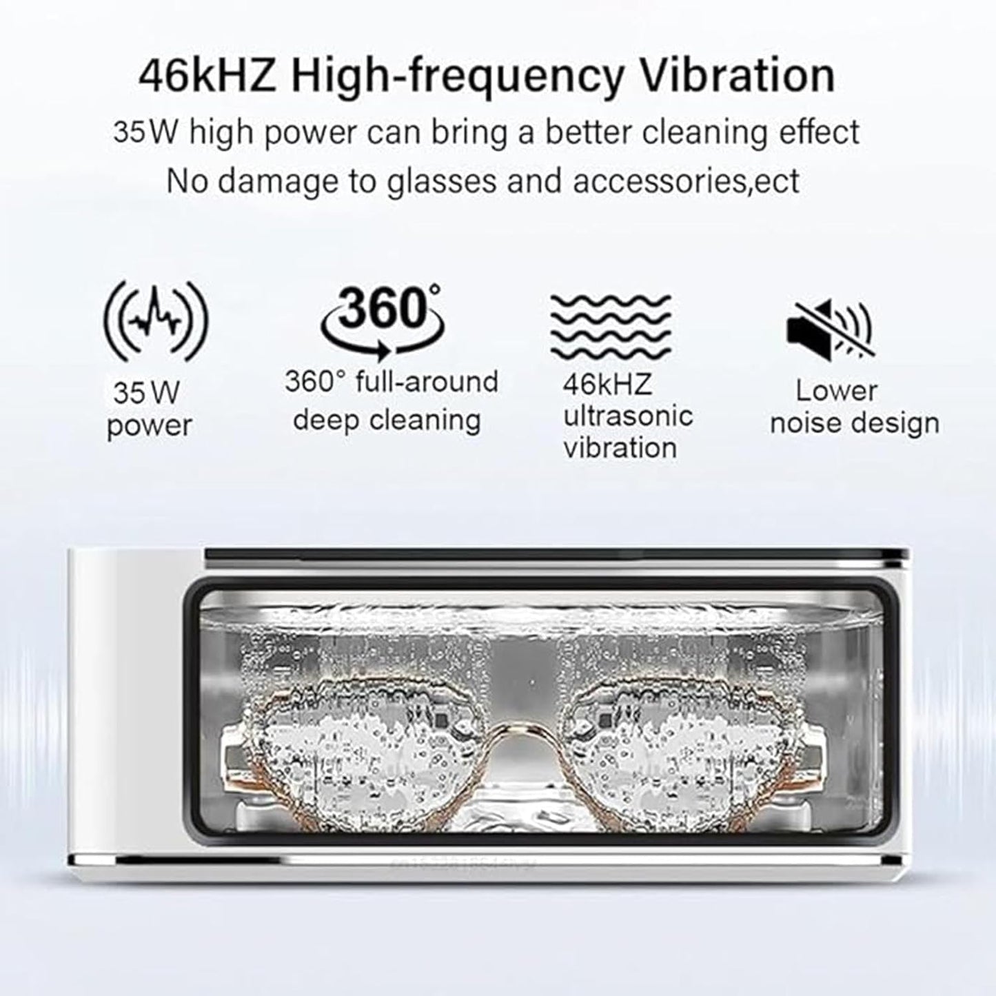 500ml Unisex Ultrasonic Jewelry Cleaner with 360° Deep Cleaning and Timers DEMO