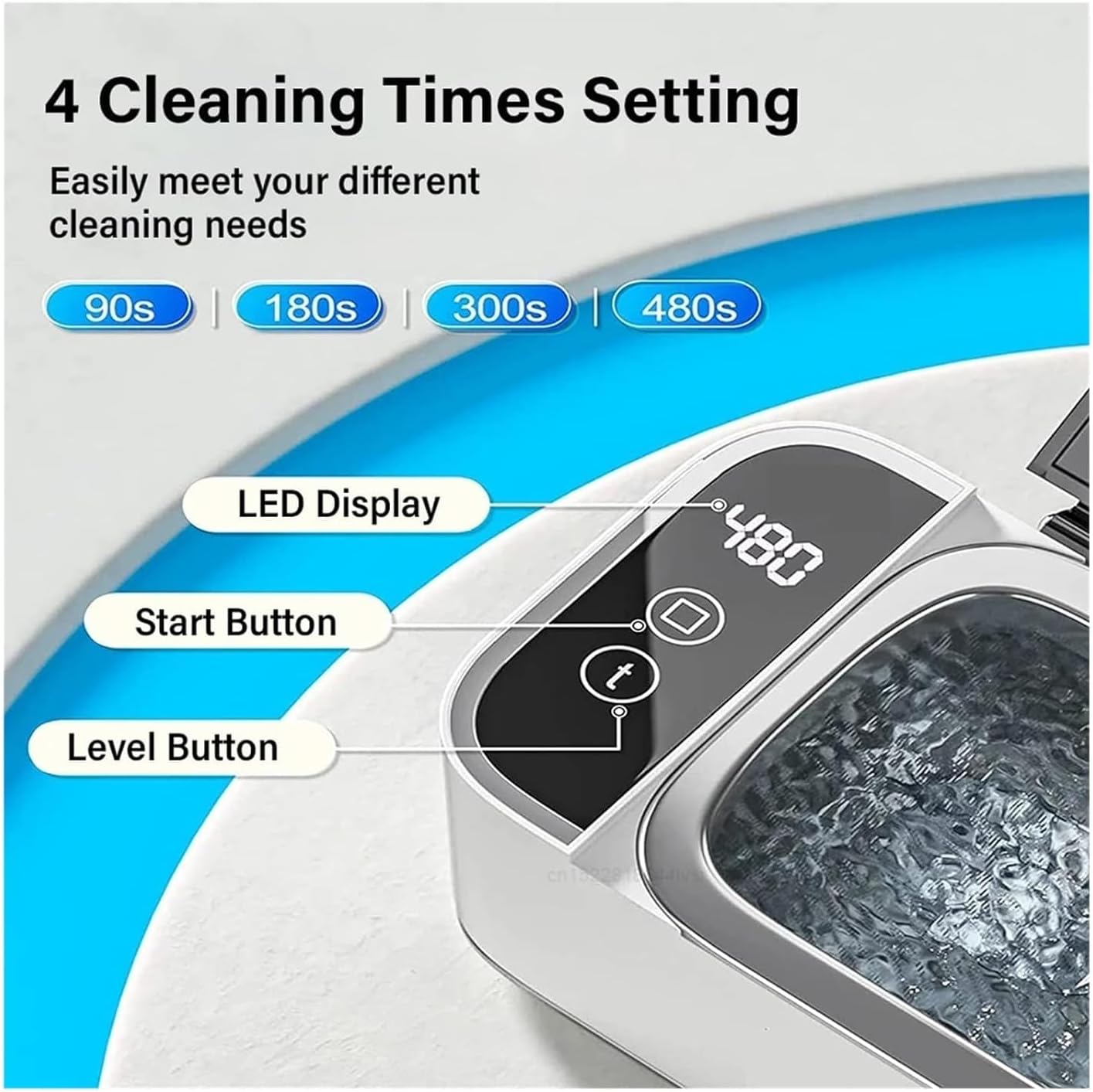 500ml Unisex Ultrasonic Jewelry Cleaner with 360° Deep Cleaning and Timers DEMO