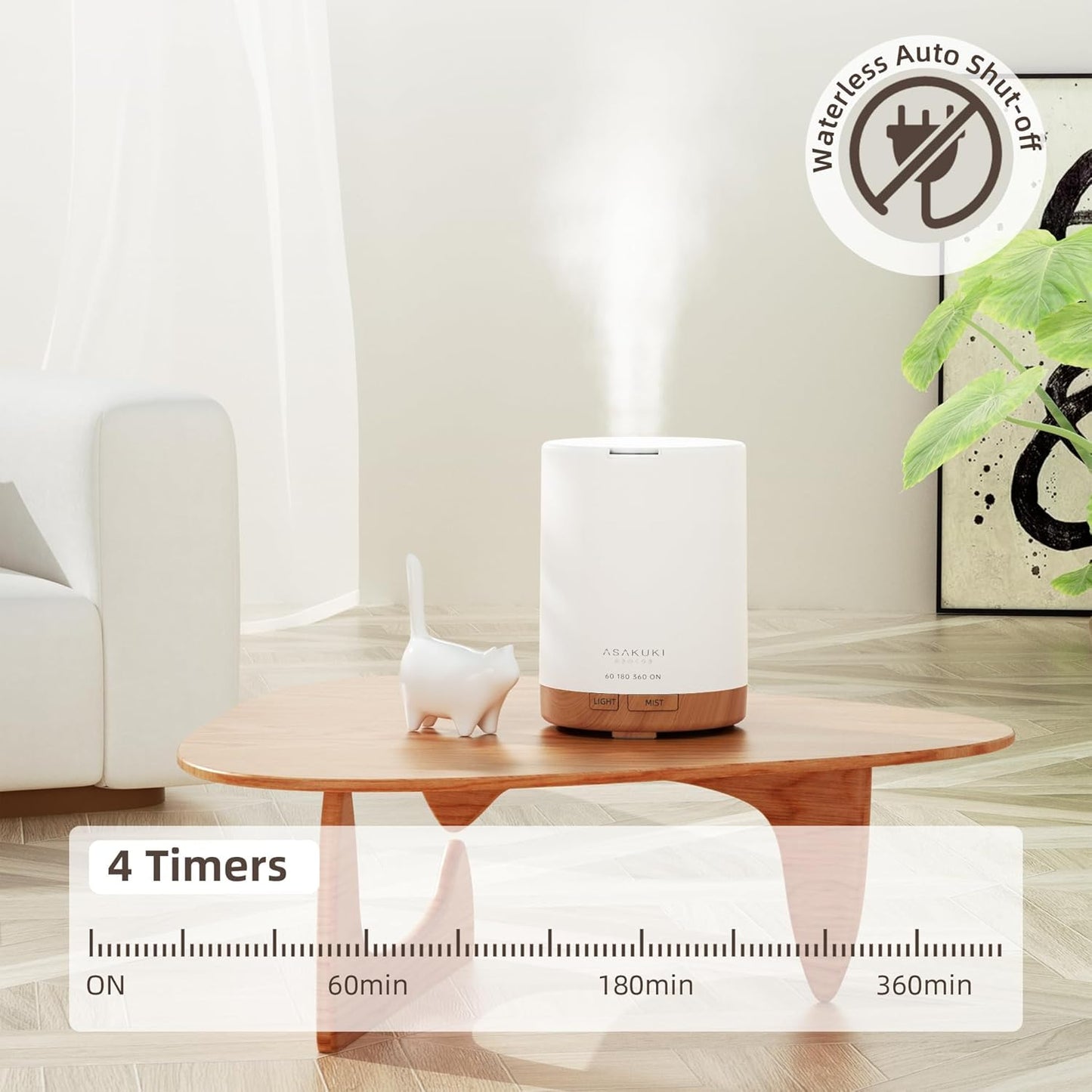ASAKUKI 300ml Premium Aromatherapy Essential Oil Diffuser Quiet Humidifier NEW