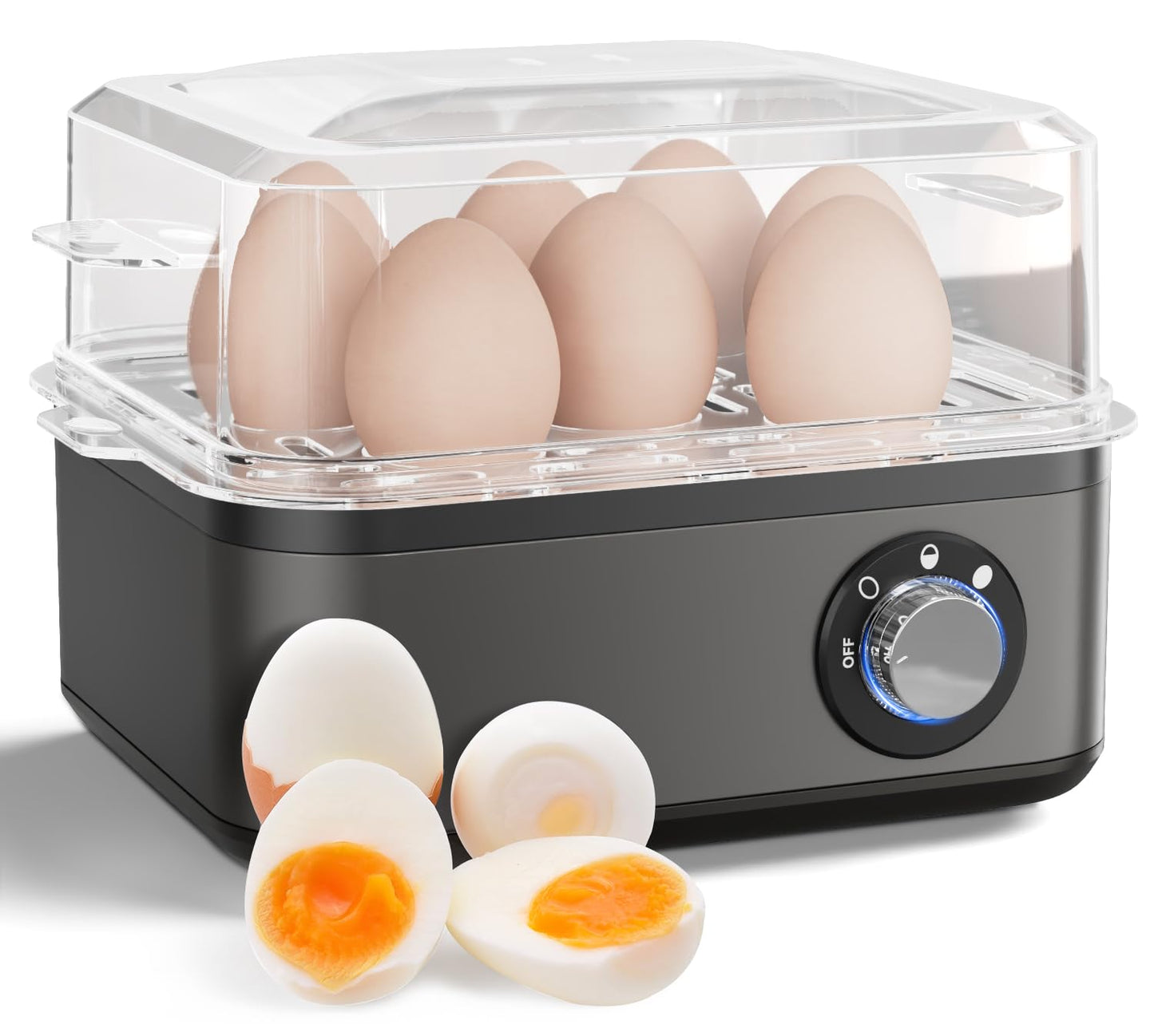 8-Slot Electric Speciality Appliances Egg Cooker Boiler with Non-Stick Silver