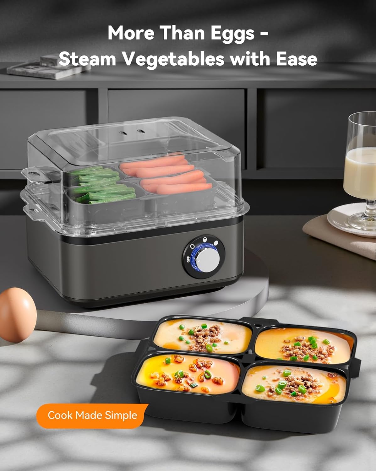 8-Slot Electric Speciality Appliances Egg Cooker Boiler with Non-Stick Silver