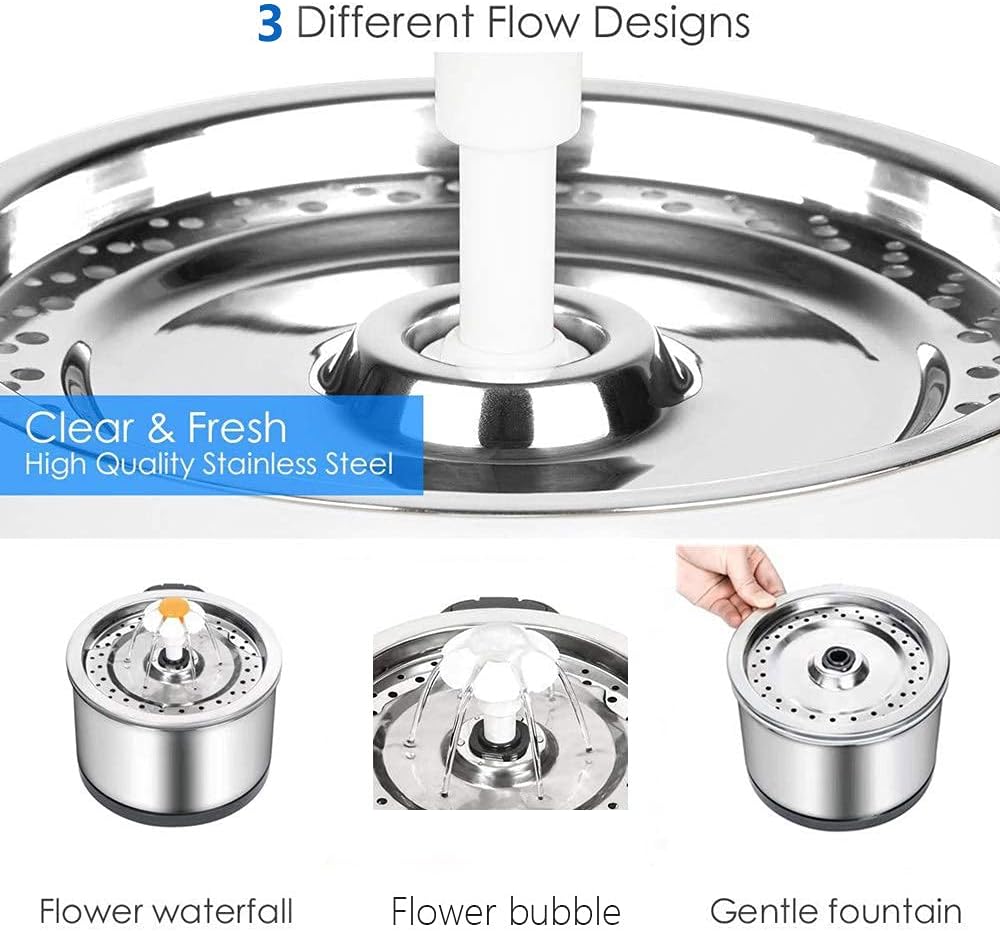 Stainless Steel Pet Fountains Pet Drinking Fountain Water Bowl Dispenser, NEW
