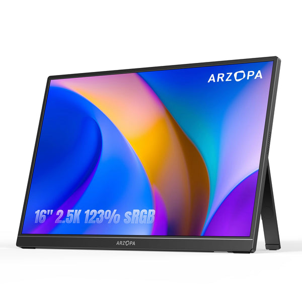 ARZOPA 16" Monitors Portable Monitor 2.5K 2560x1600 HDR 500nits Space Black NEW