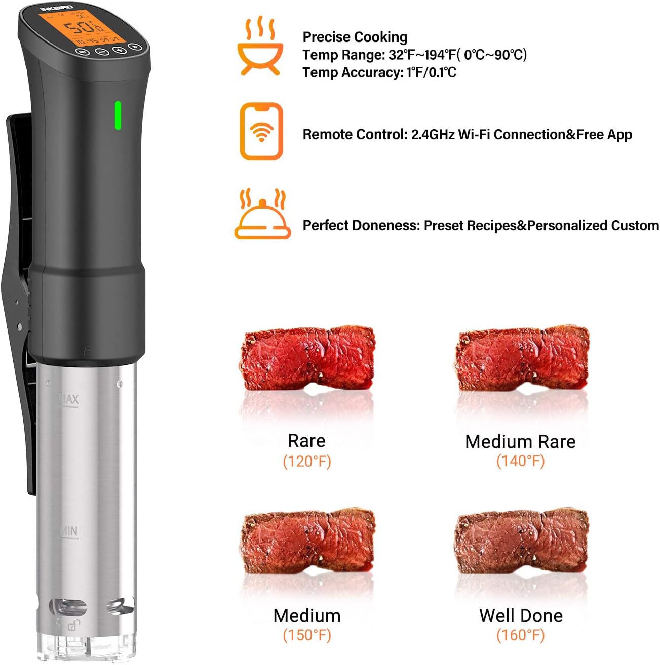 Inkbird Sous Vide Precision Cooker 1000W Wi-Fi Speciality Appliance Black NEW
