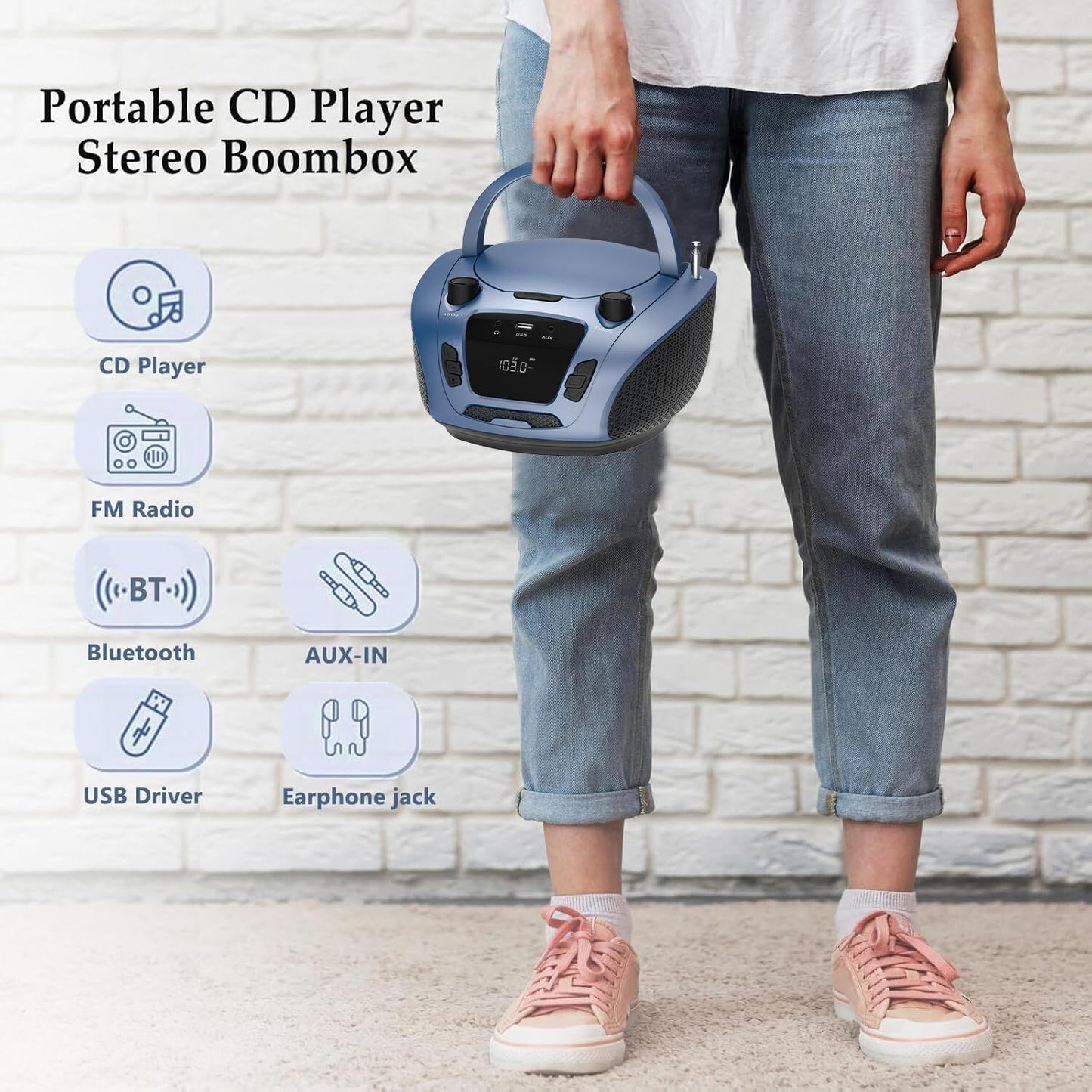 HANLIM Portable CD Players Bluetooth CD Player with USB, MP3, AUX, FM DEMO