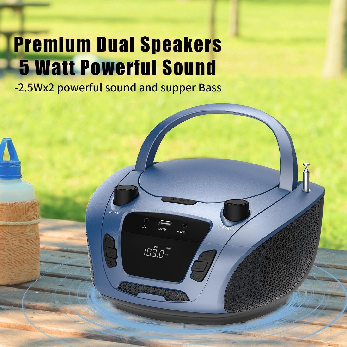 HANLIM Portable CD Players Bluetooth CD Player with USB, MP3, AUX, FM DEMO