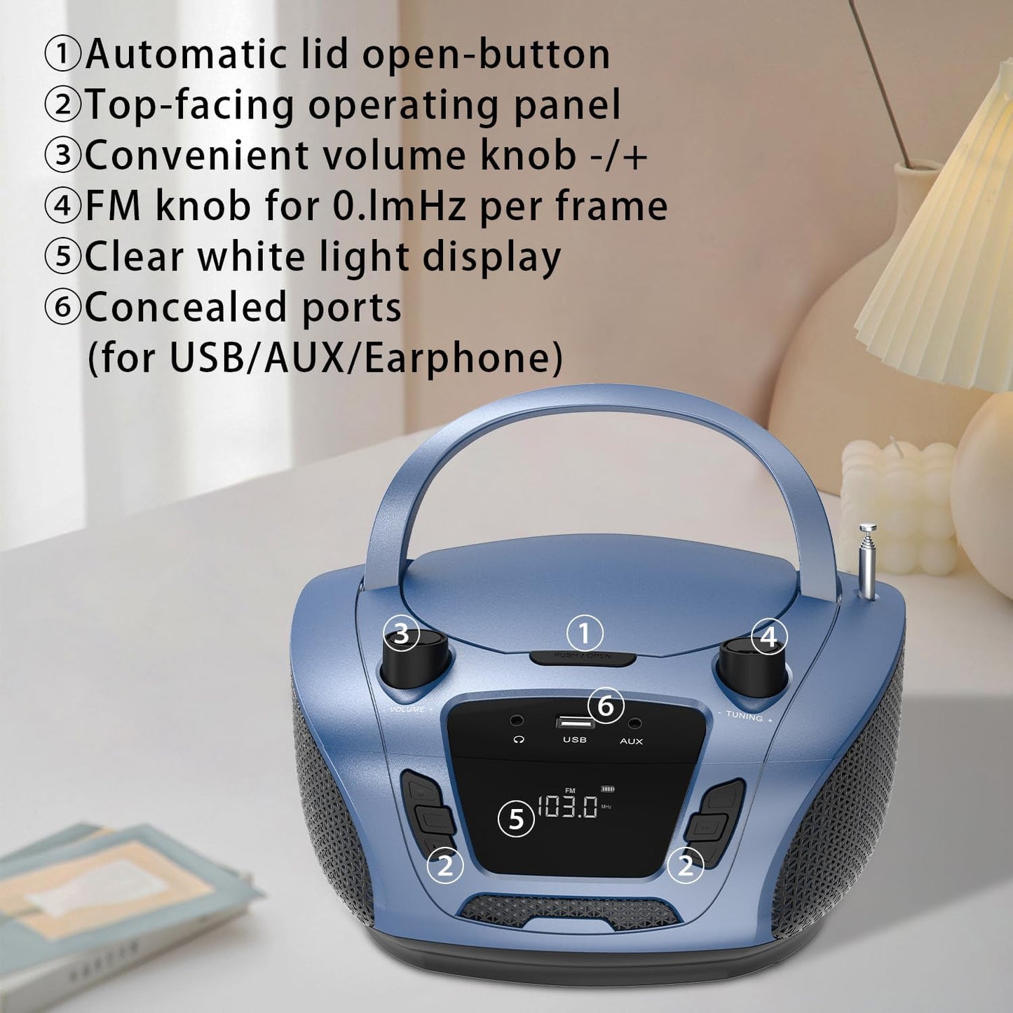 HANLIM Portable CD Players Bluetooth CD Player with USB, MP3, AUX, FM DEMO