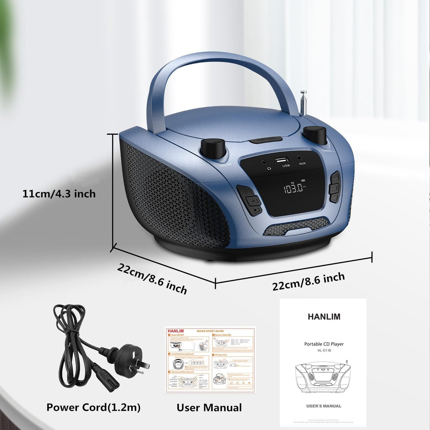 HANLIM Portable CD Players Bluetooth CD Player with USB, MP3, AUX, FM DEMO