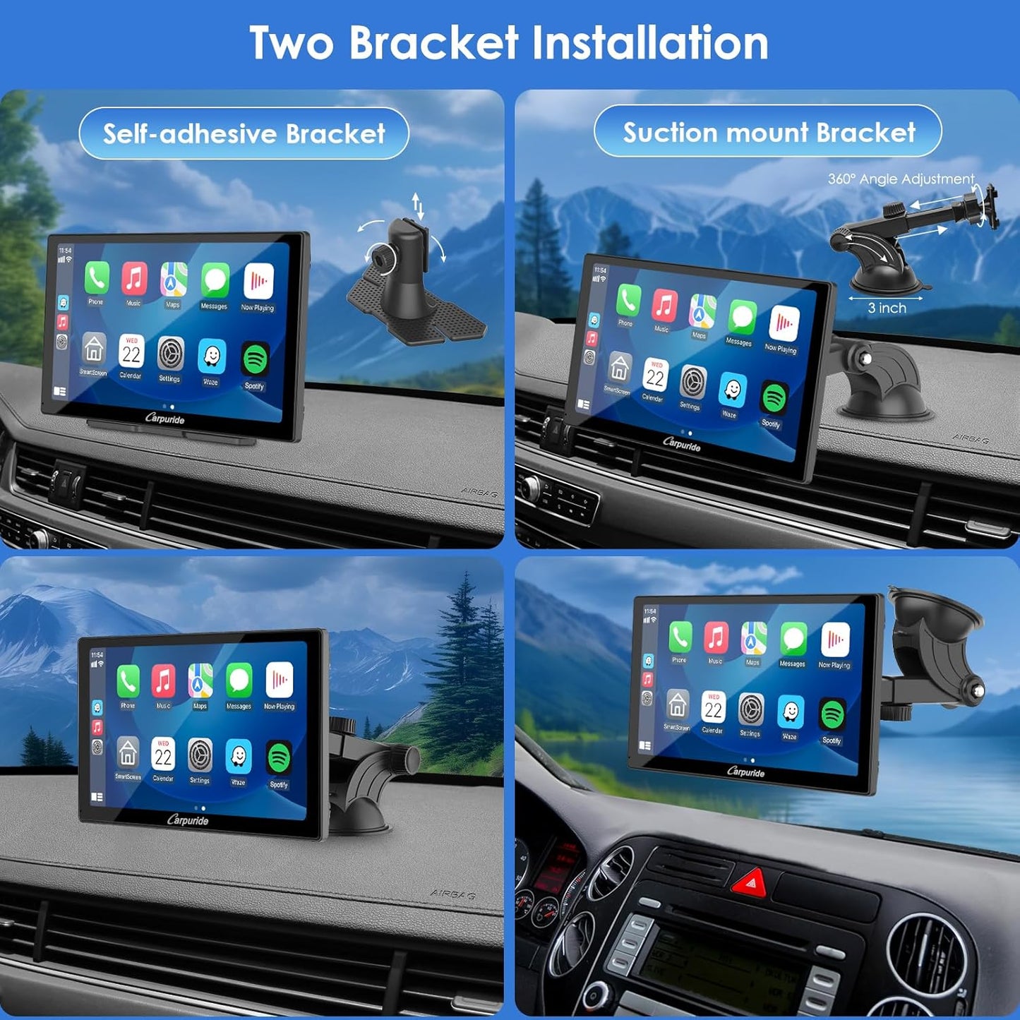 CARPURIDE 9" Wireless/Wired Car Electronics Multimedia Display Screen in NEW