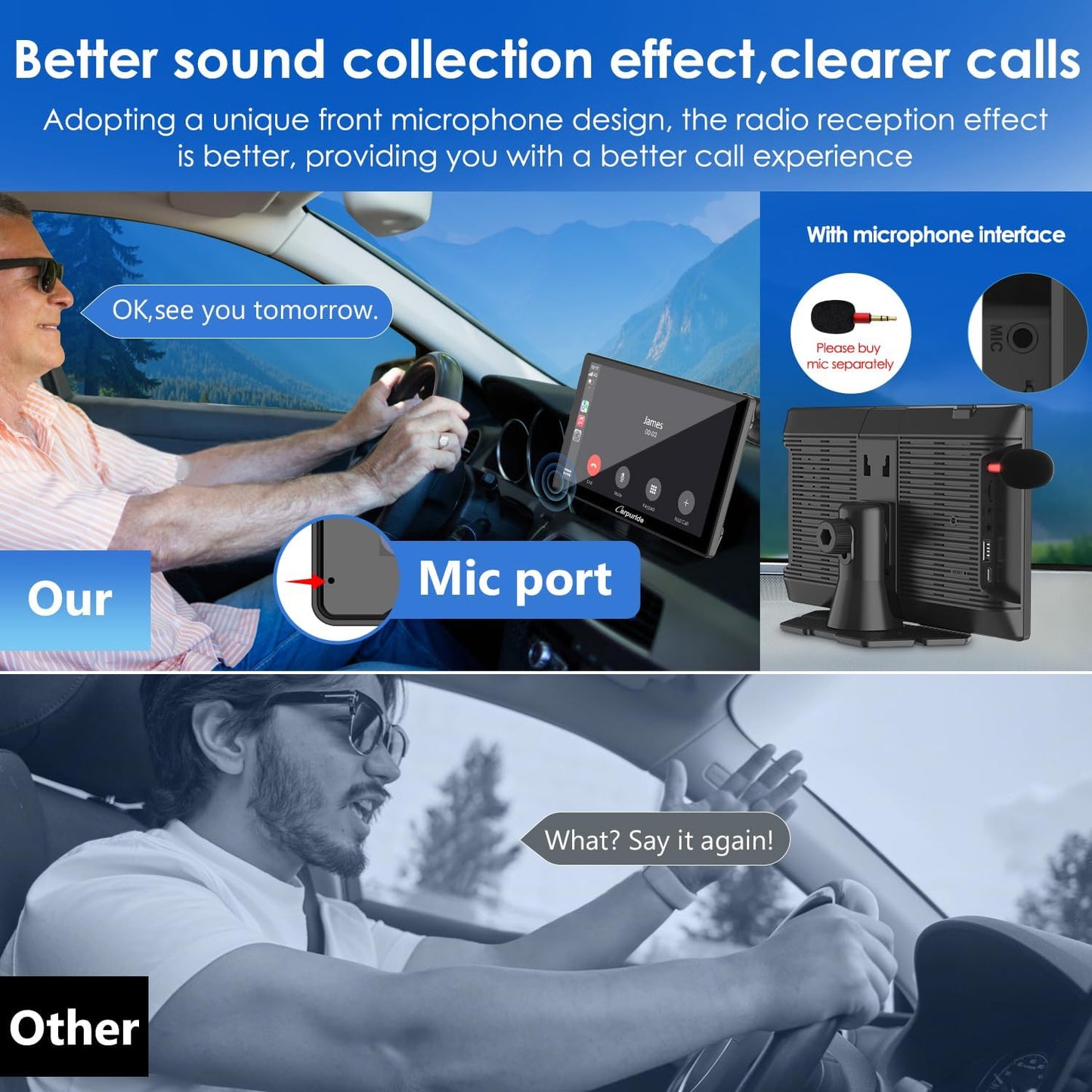 CARPURIDE 9" Wireless/Wired Car Electronics Multimedia Display Screen in NEW