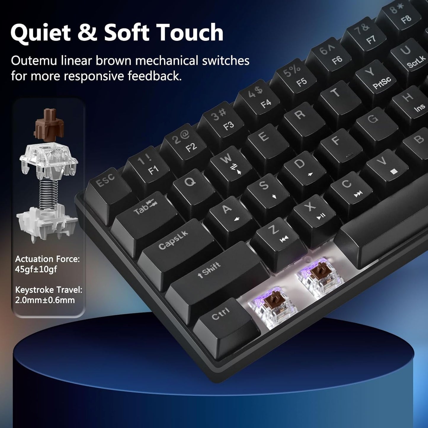 HUO JI Keyboards 60% Mechanical Gaming Keyboard Programmable RGB Backlit NEW