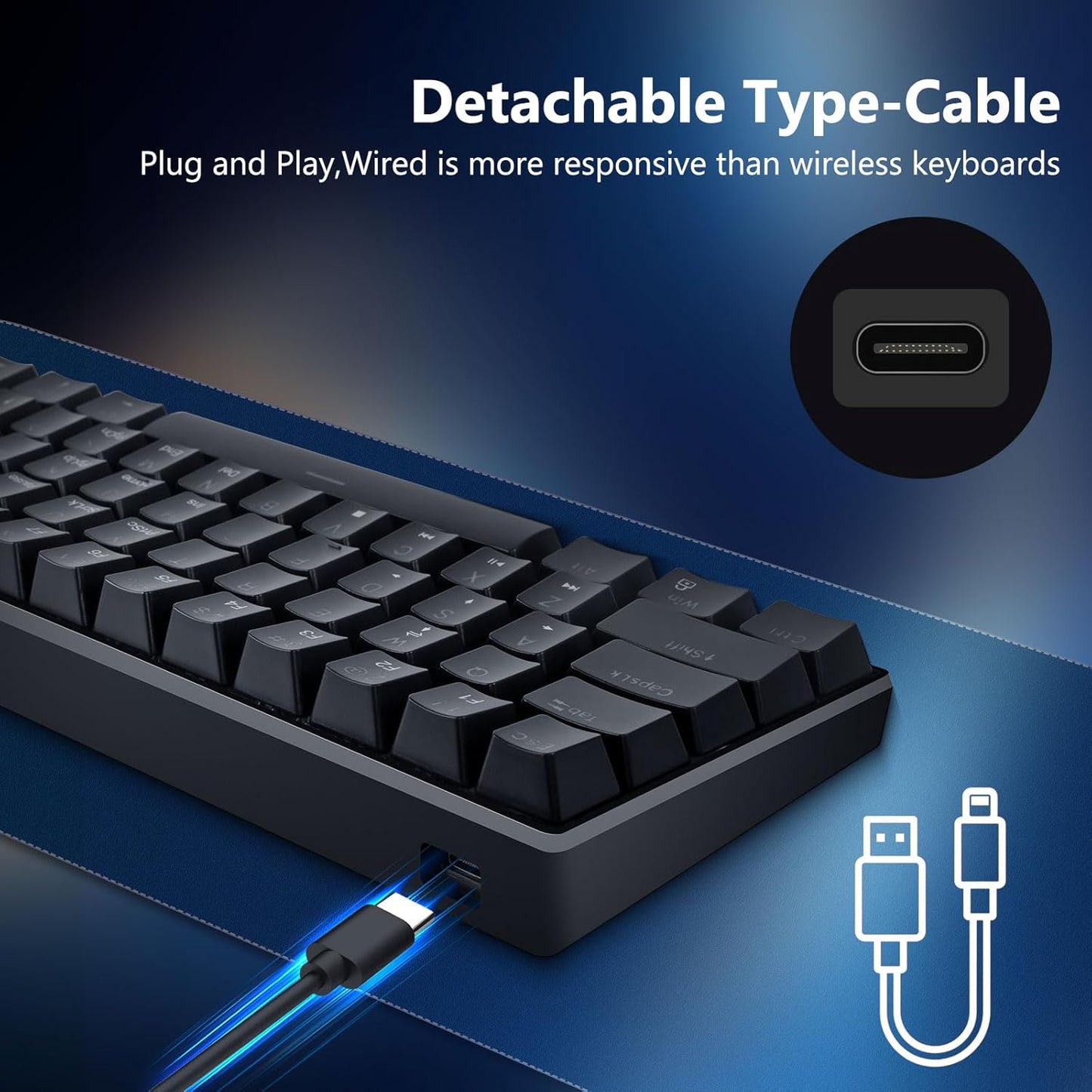 HUO JI Keyboards 60% Mechanical Gaming Keyboard Programmable RGB Backlit NEW