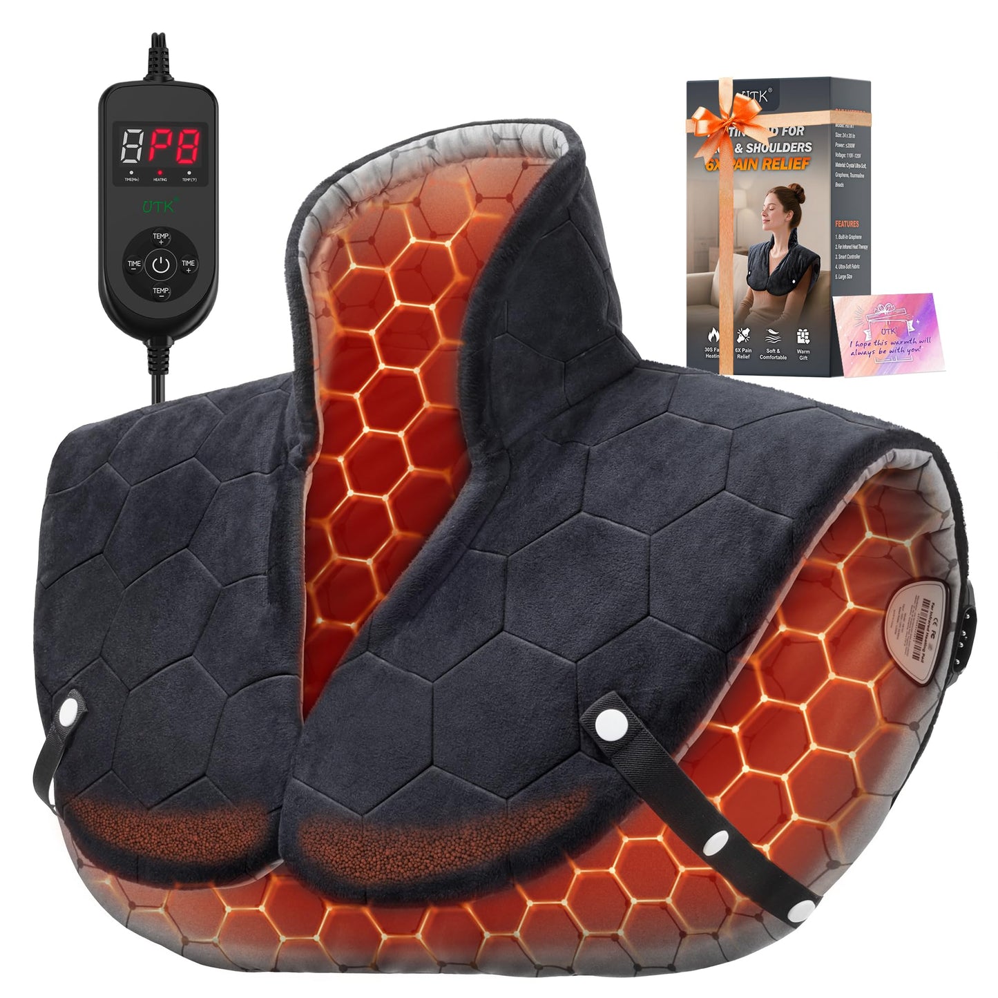 UTK Fast Heating Pad for Neck, Shoulders and Back with Deeper Penetration NEW