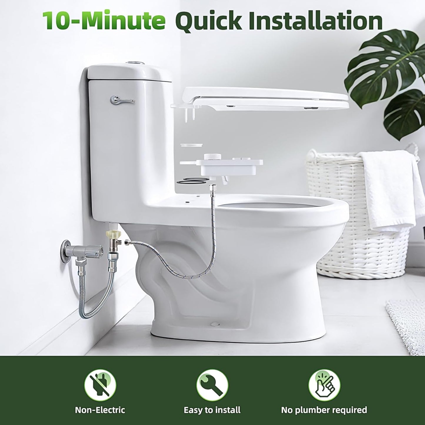 SAMODRA Non-Electric Cold Water Bidet Toilet Seat Attachment, White NEW