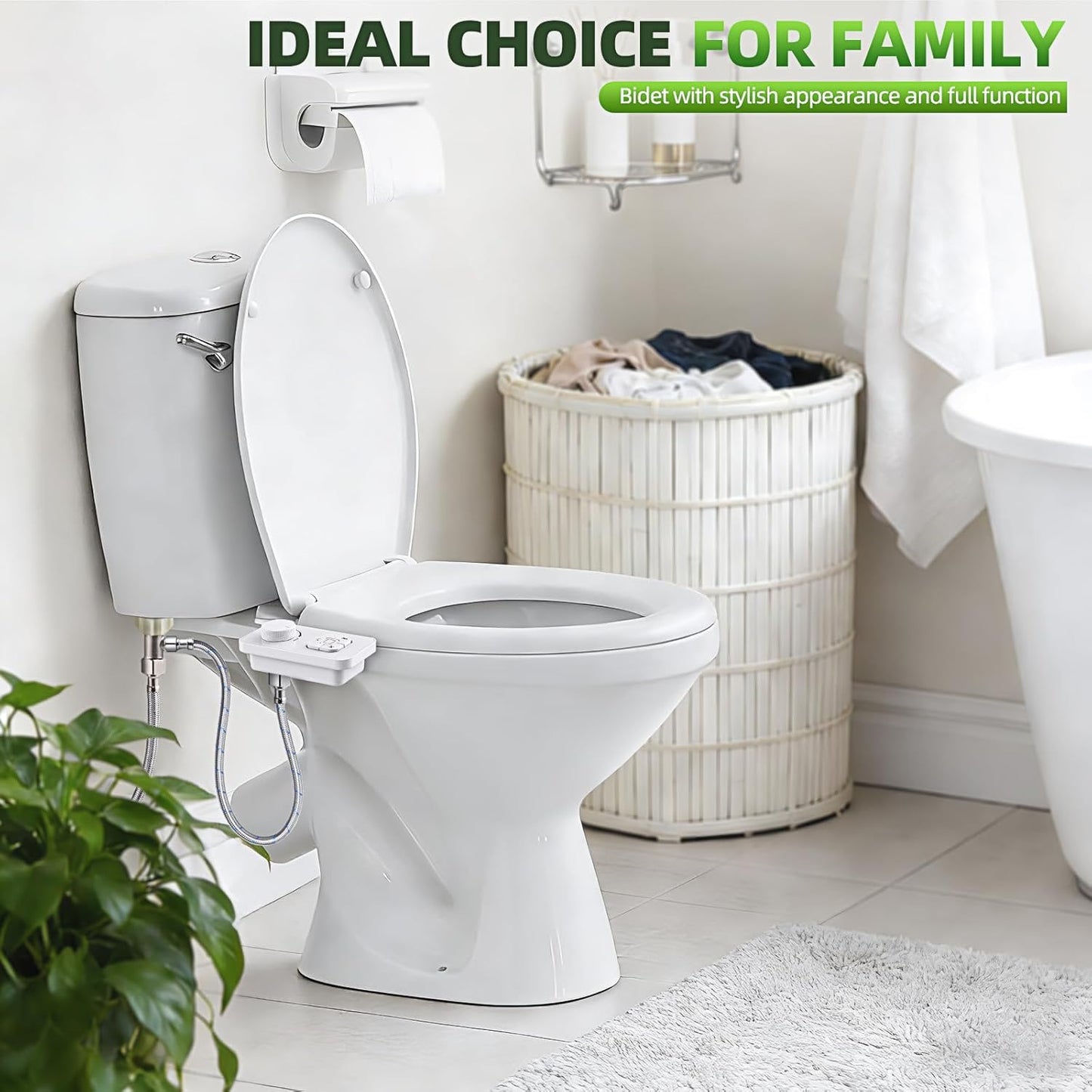SAMODRA Non-Electric Cold Water Bidet Toilet Seat Attachment, White NEW