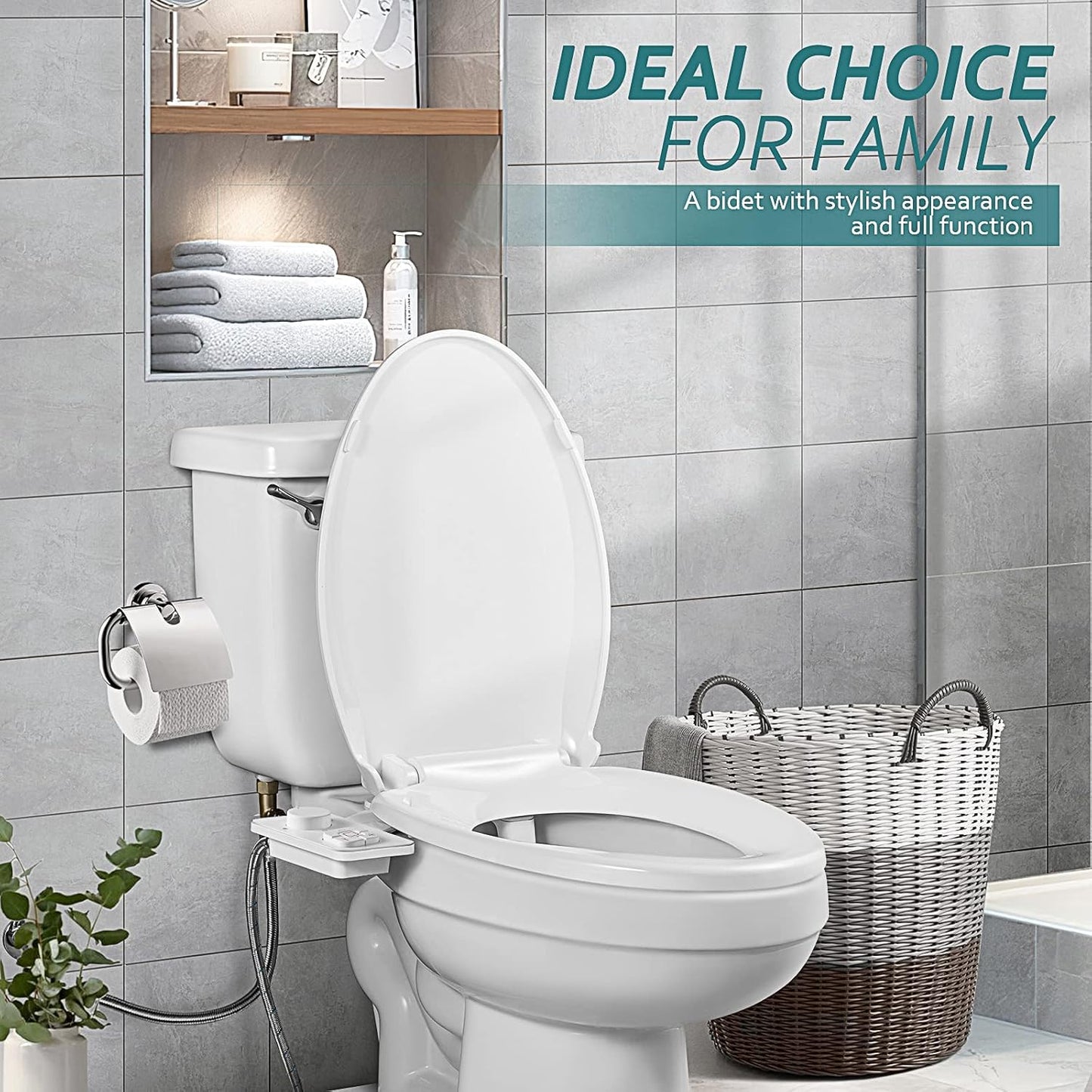 SAMODRA Non-Electric Cold Water Bidet Toilet Seat Attachment, White NEW