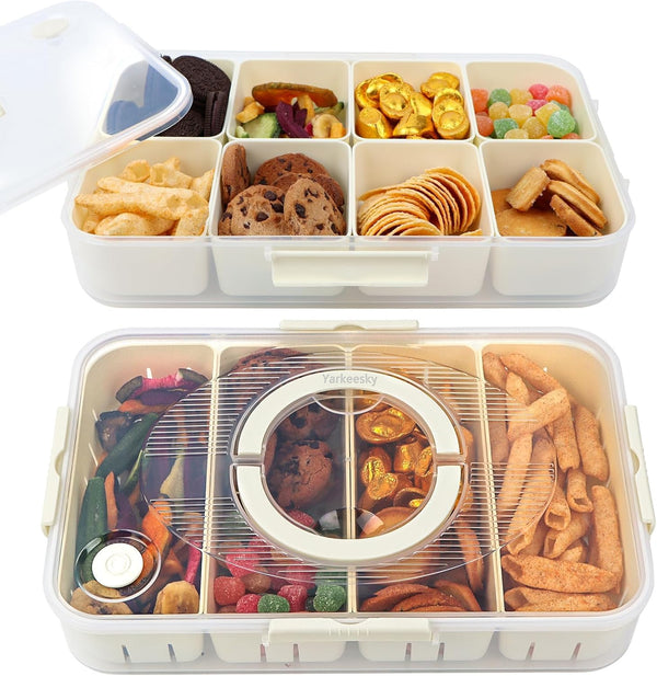 Divided Snackle Box 2 Pack 8 & 4 Compartment Airtight Food Storage NEW