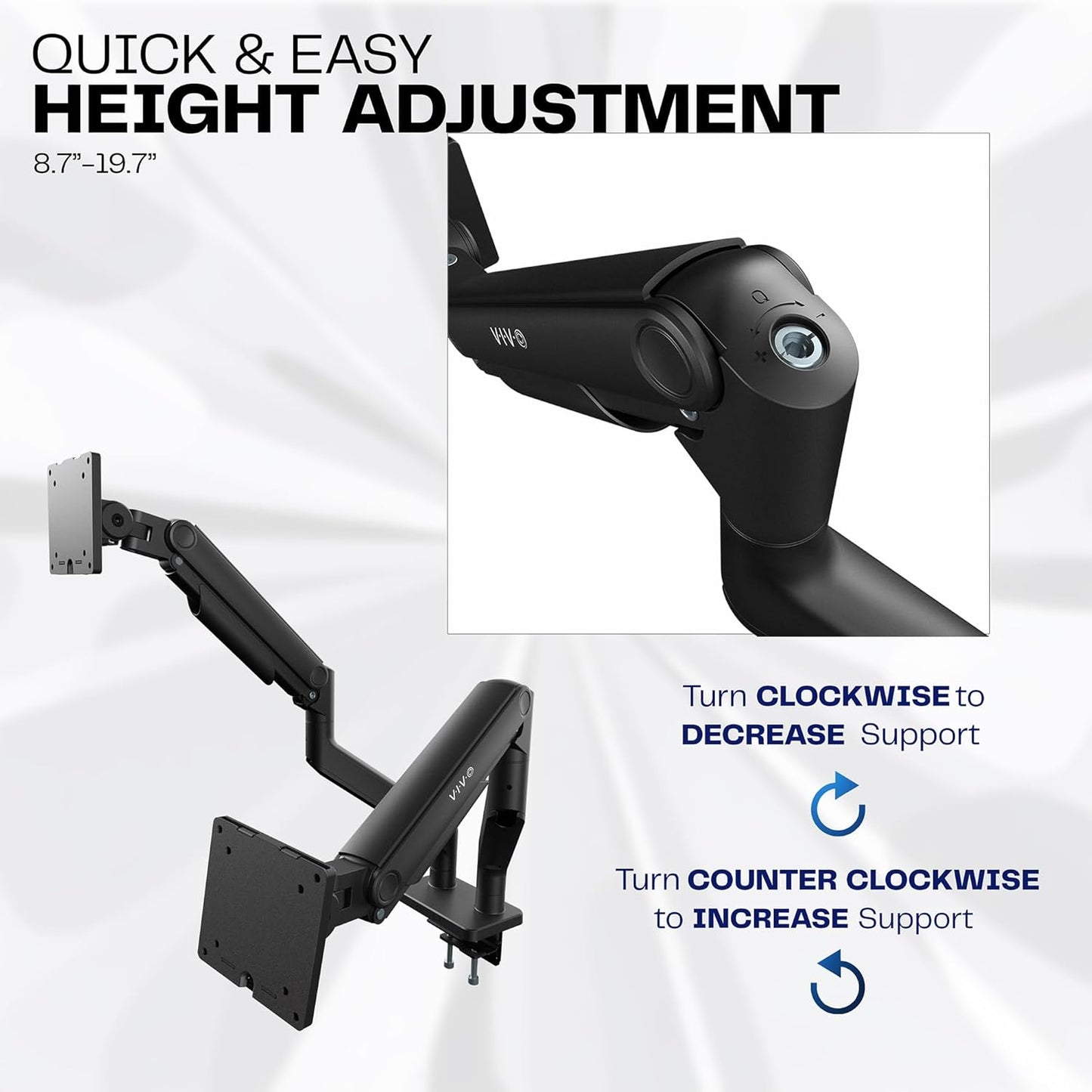 VIVO Dual Ultra-Wide Monitor Tension Arm for 45 Inch Screens in Black NEW