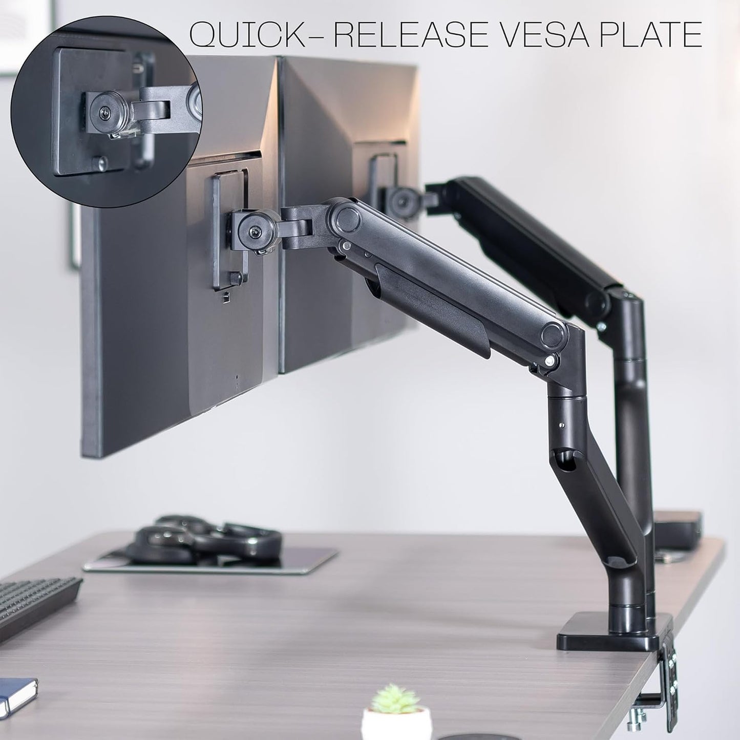 VIVO Dual Ultra-Wide Monitor Tension Arm for 45 Inch Screens in Black NEW