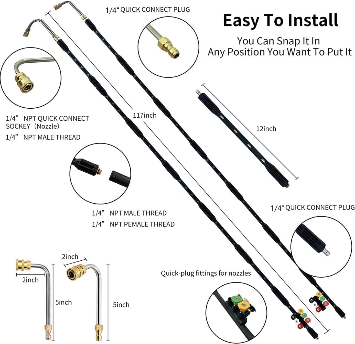 HoldOneLight 10cm x 42.8cm 8-Pressure Washer Extension Wand for Cleaning DEMO