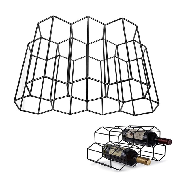 Freestanding Iron Wine Rack Holder Storage Organizer Black Size 35x19x18 cm NEW