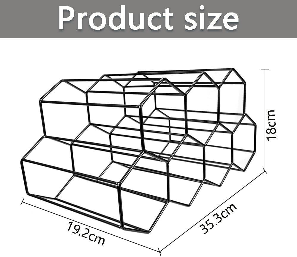 Freestanding Iron Wine Rack Holder Storage Organizer Black Size 35x19x18 cm NEW