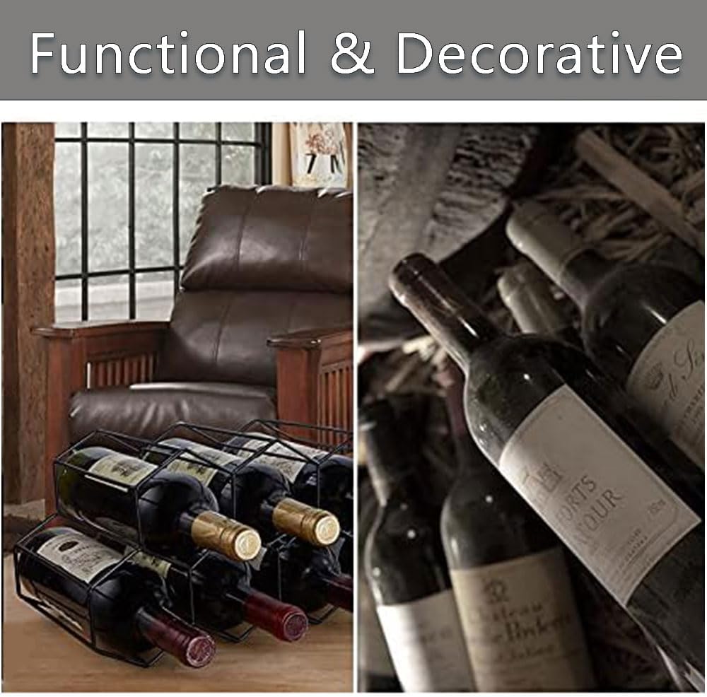 Freestanding Iron Wine Rack Holder Storage Organizer Black Size 35x19x18 cm NEW