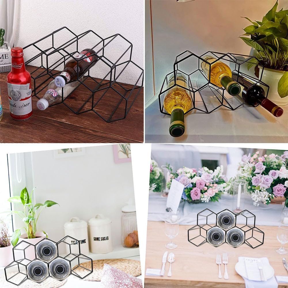 Freestanding Iron Wine Rack Holder Storage Organizer Black Size 35x19x18 cm NEW