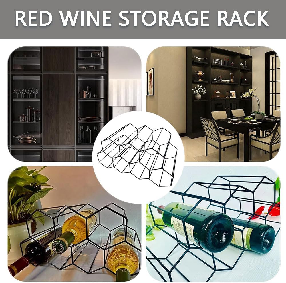 Freestanding Iron Wine Rack Holder Storage Organizer Black Size 35x19x18 cm NEW