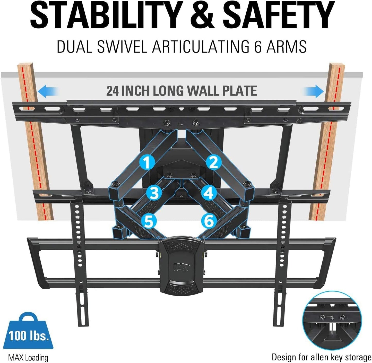 Mounting Dream Full Motion TV Wall Mount Swivel Tilt for 42-84 Inch TVs NEW