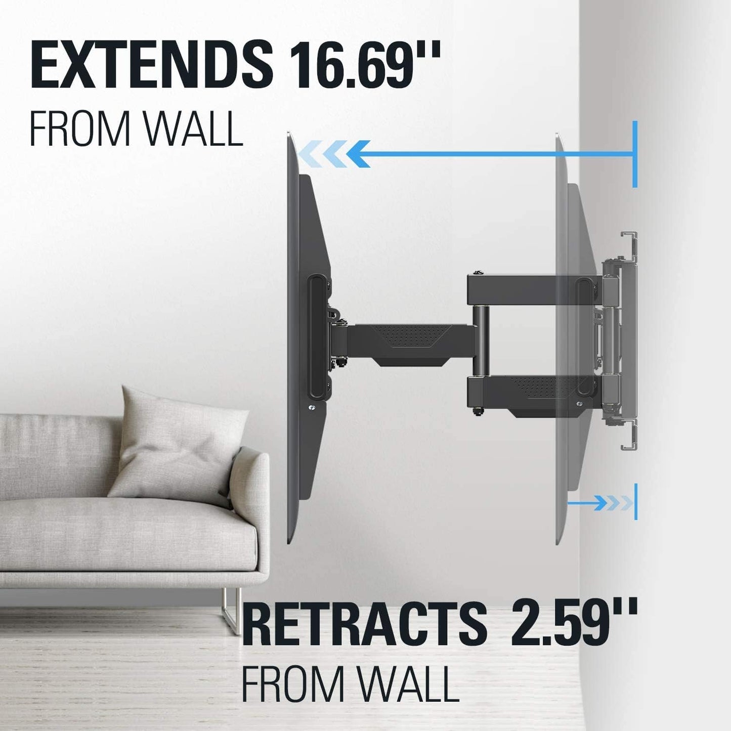 Mounting Dream Full Motion TV Wall Mount Swivel Tilt for 42-84 Inch TVs NEW