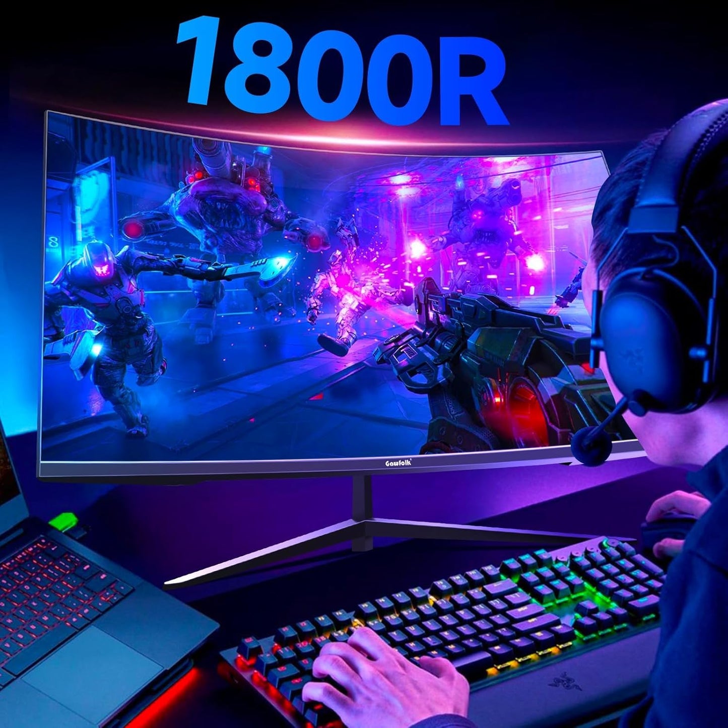 Gawfolk 32 Monitors Inch Curved Gaming Monitor 1800R 180Hz PC Computer NEW