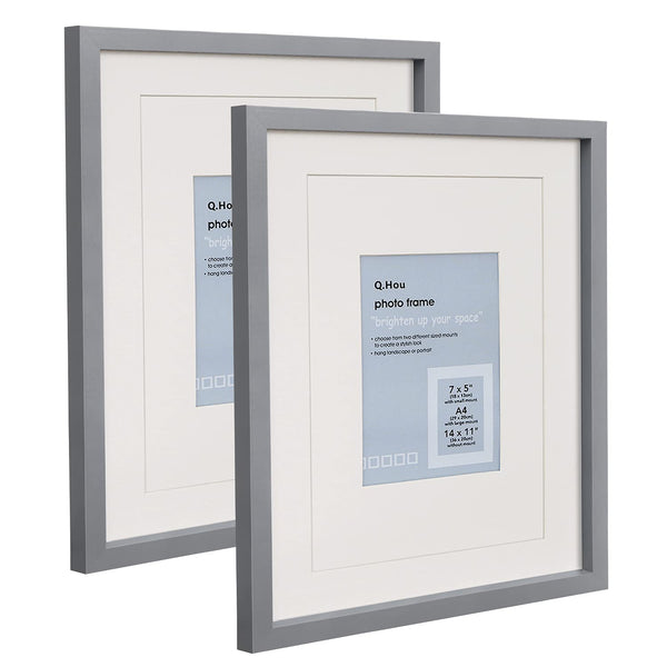 Black A4 Photo Frame Set of 2 with 4 Mats for Wall & Tabletop Decor Size A4 NEW