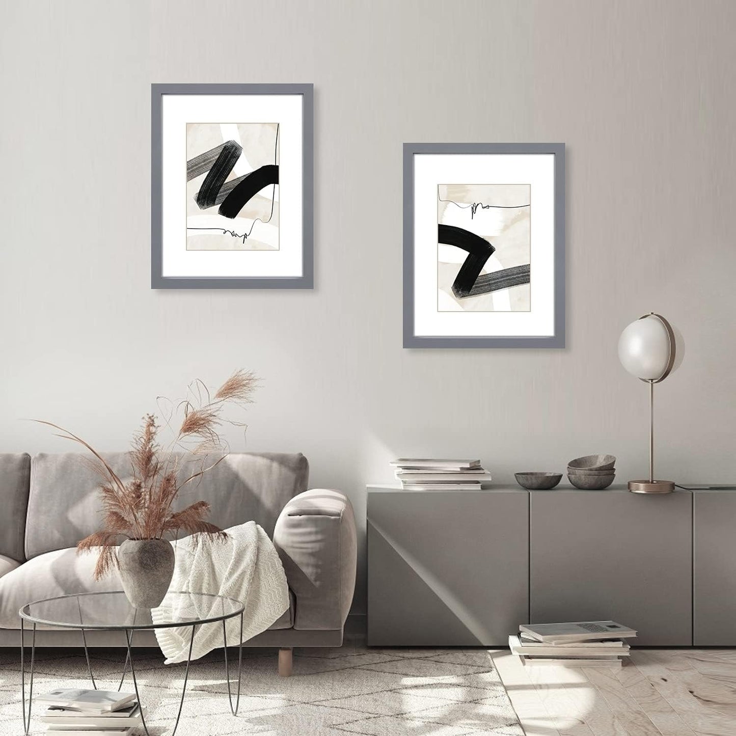 Black A4 Photo Frame Set of 2 with 4 Mats for Wall & Tabletop Decor Size A4 NEW