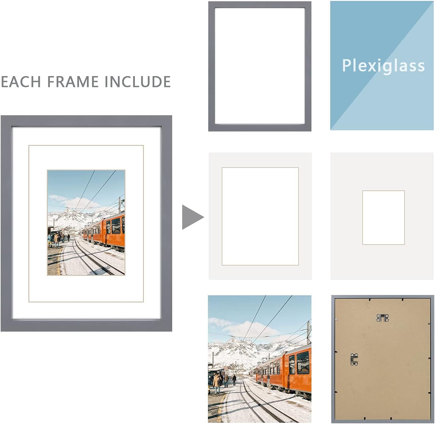 Black A4 Photo Frame Set of 2 with 4 Mats for Wall & Tabletop Decor Size A4 NEW