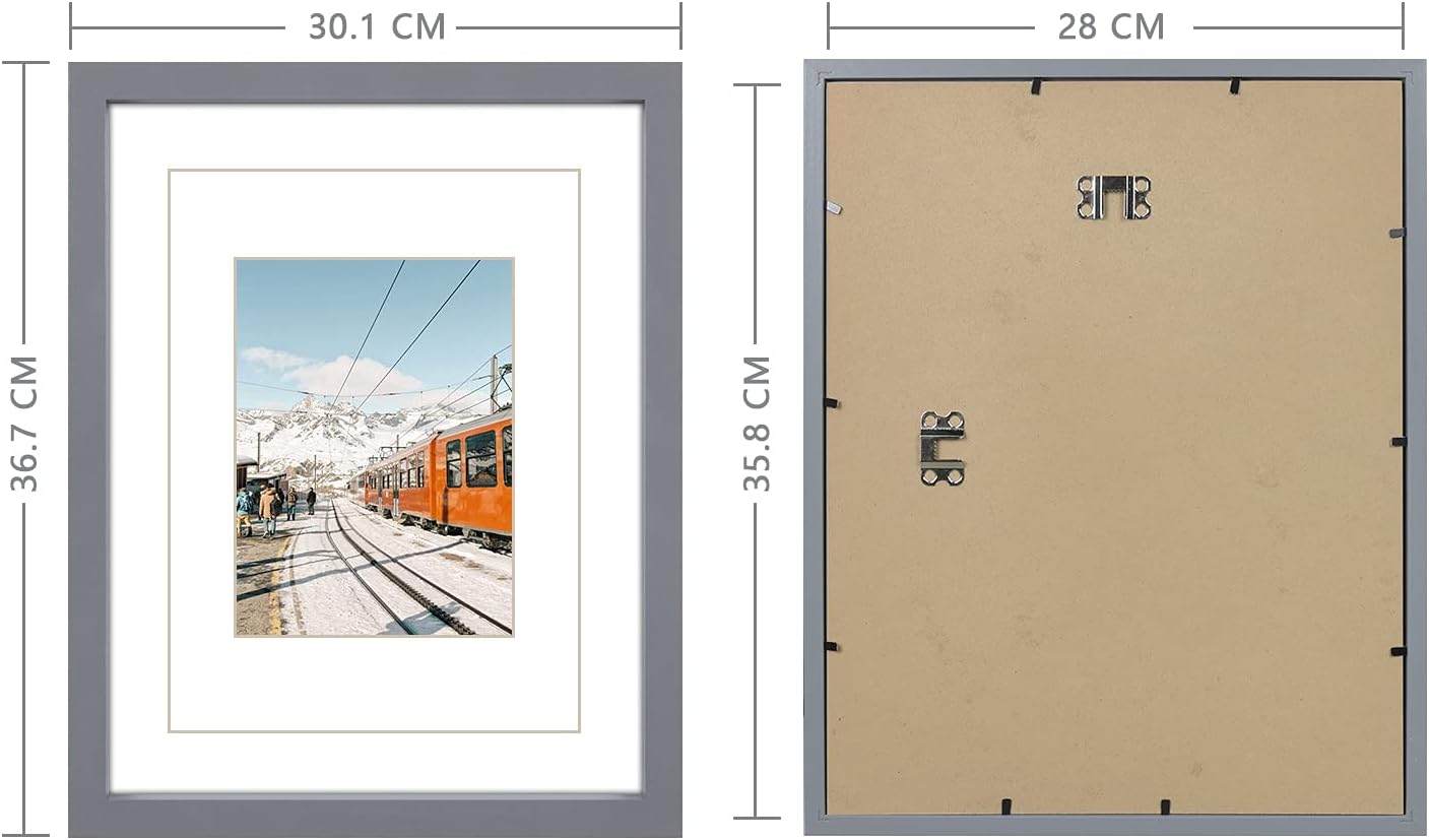 Black A4 Photo Frame Set of 2 with 4 Mats for Wall & Tabletop Decor Size A4 NEW