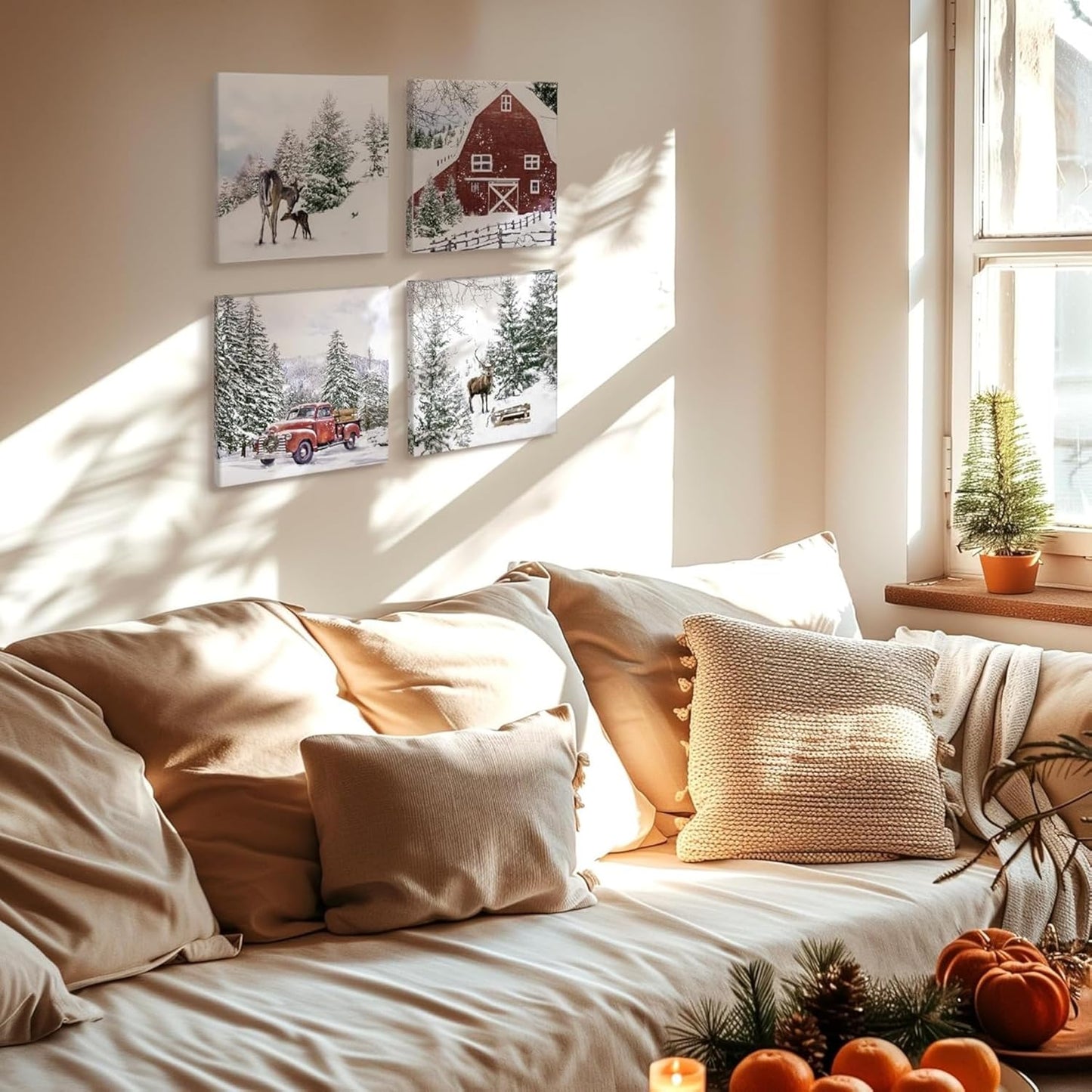 Stunning Snowscape Forest Scene Wall Art Canvas Prints, 30x30cm White Size NEW