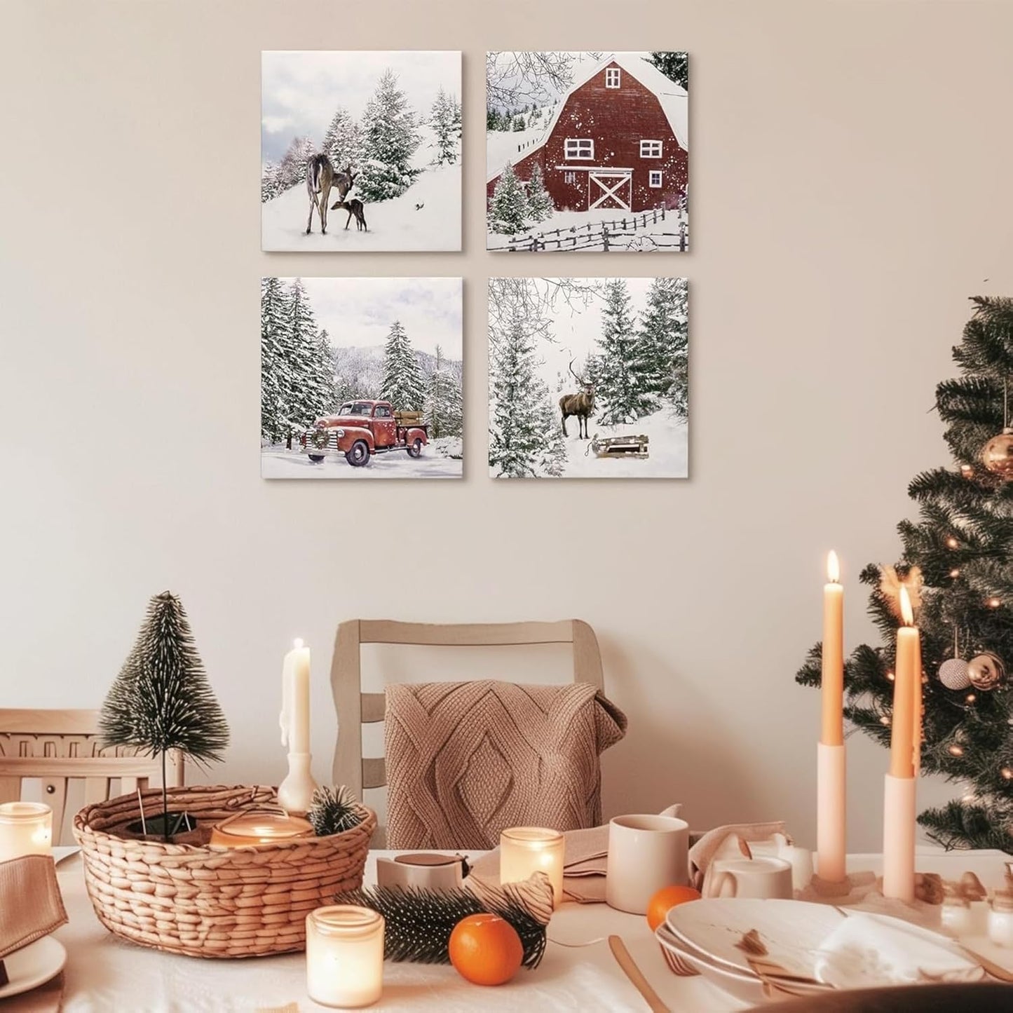 Stunning Snowscape Forest Scene Wall Art Canvas Prints, 30x30cm White Size NEW