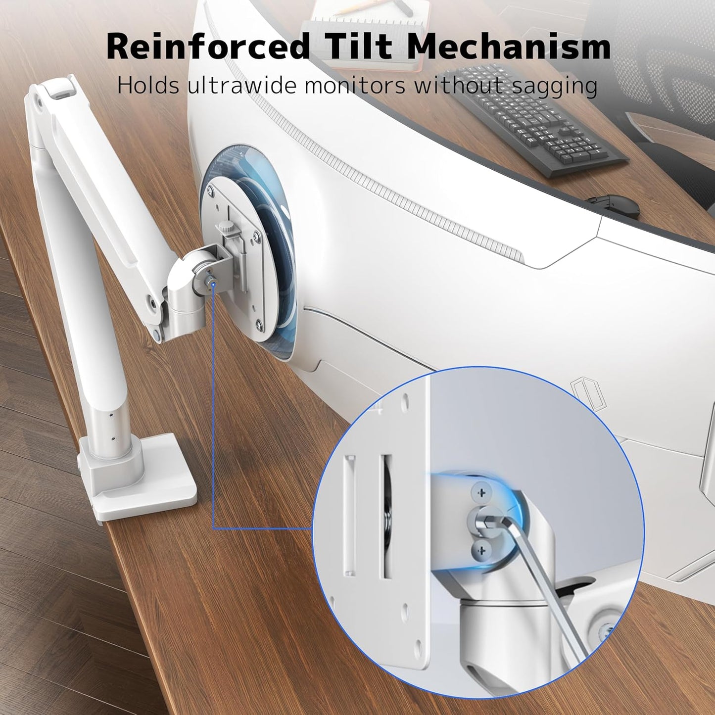 Premium Heavy Duty White Monitor Arm for 17-49 Inch Screens up to 44 lbs DEMO