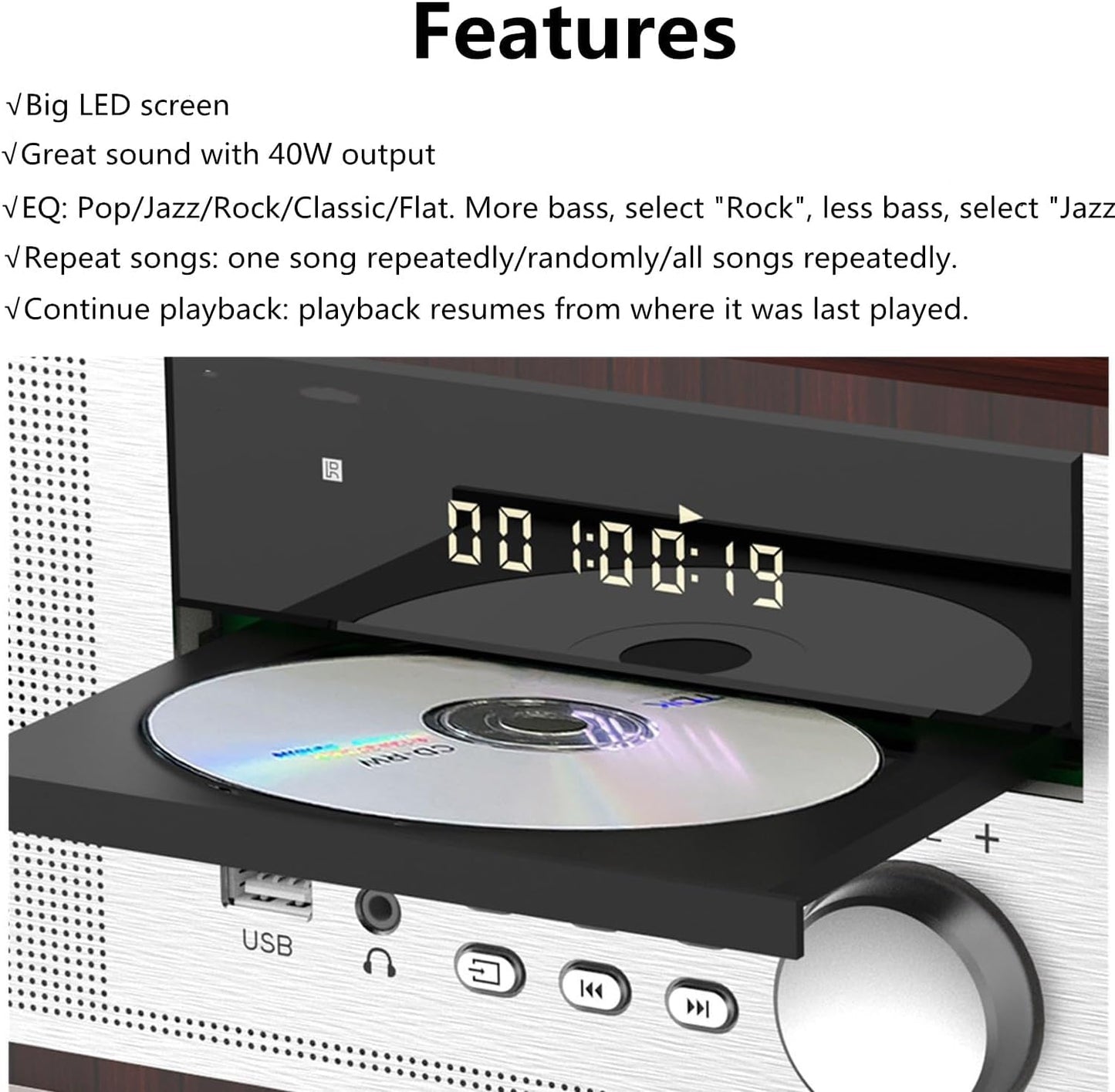 HANLIM Vintage Stereos Stereo Mini HiFi System CD Player with 40W Speakers DEMO