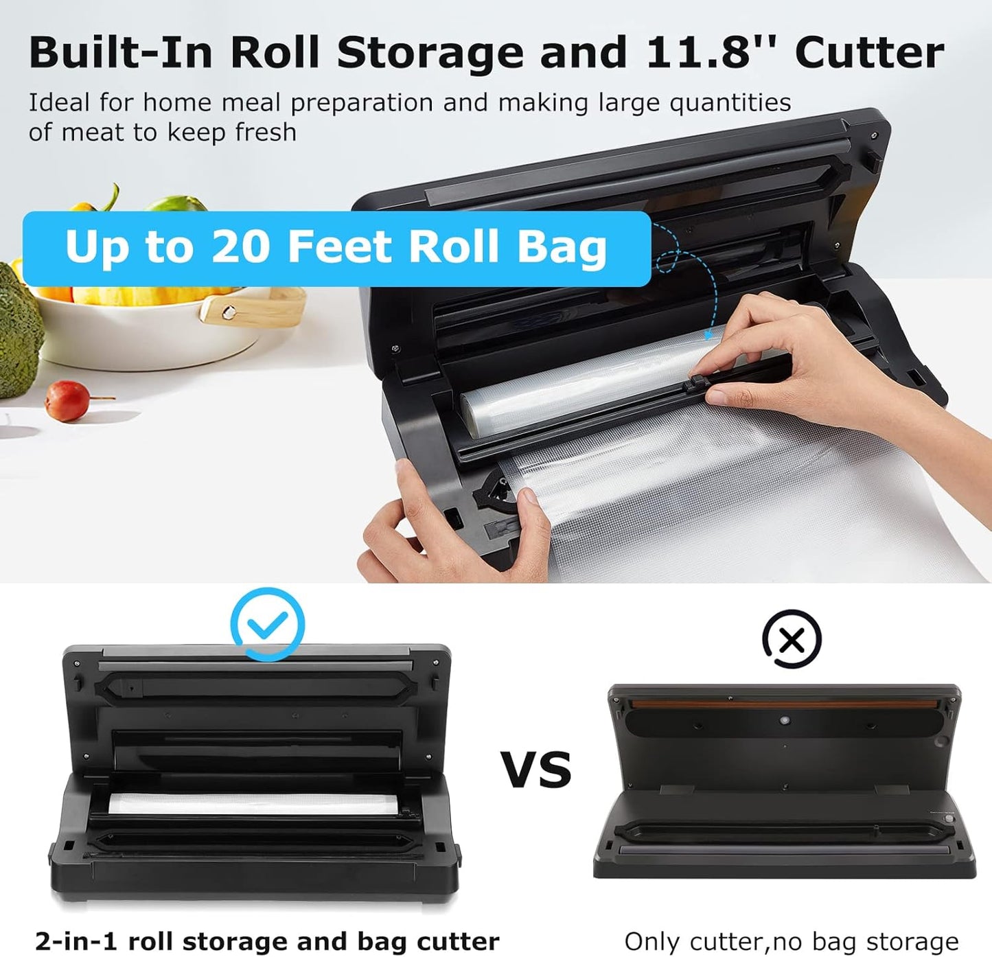 Inkbird Vacuum Sealer Machine 10-in-1 with Bag Storage and Cutter Black DEMO