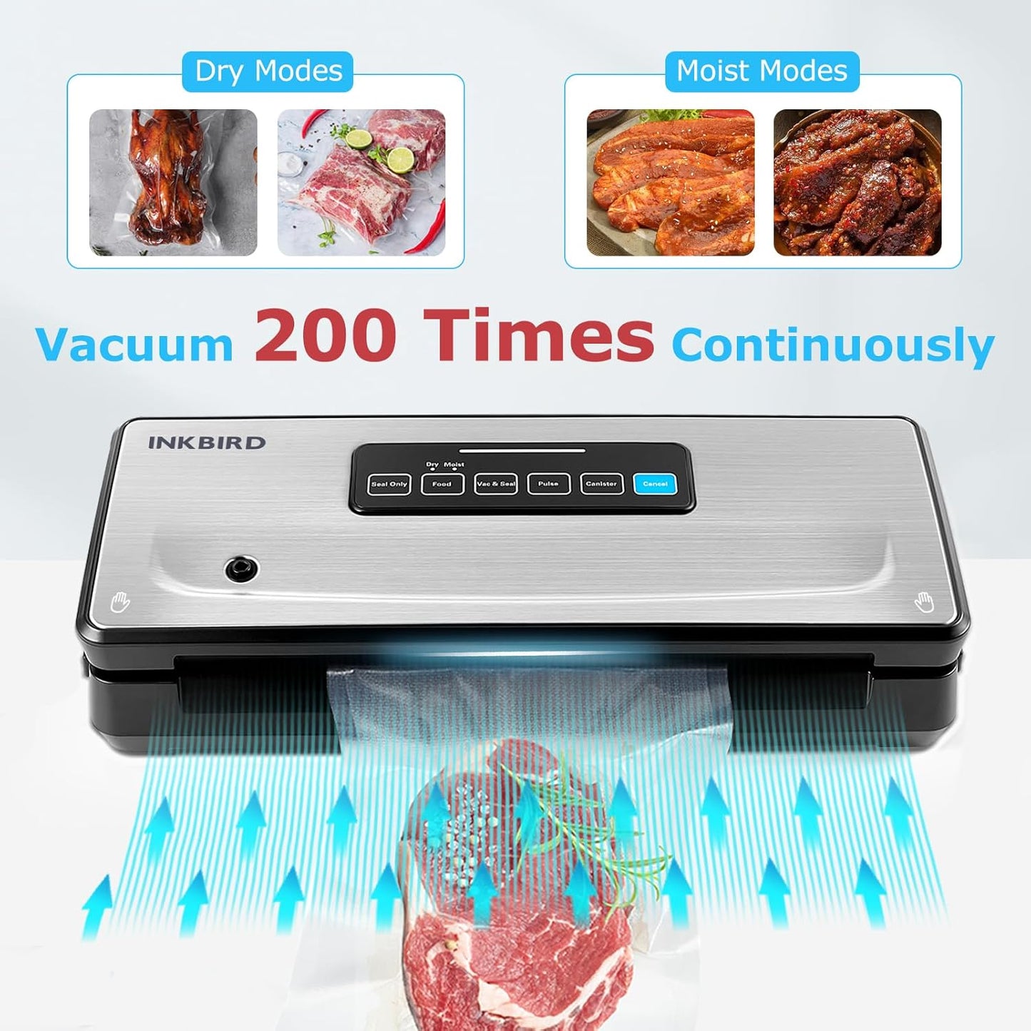 Inkbird Vacuum Sealer Machine 10-in-1 with Bag Storage and Cutter Black DEMO