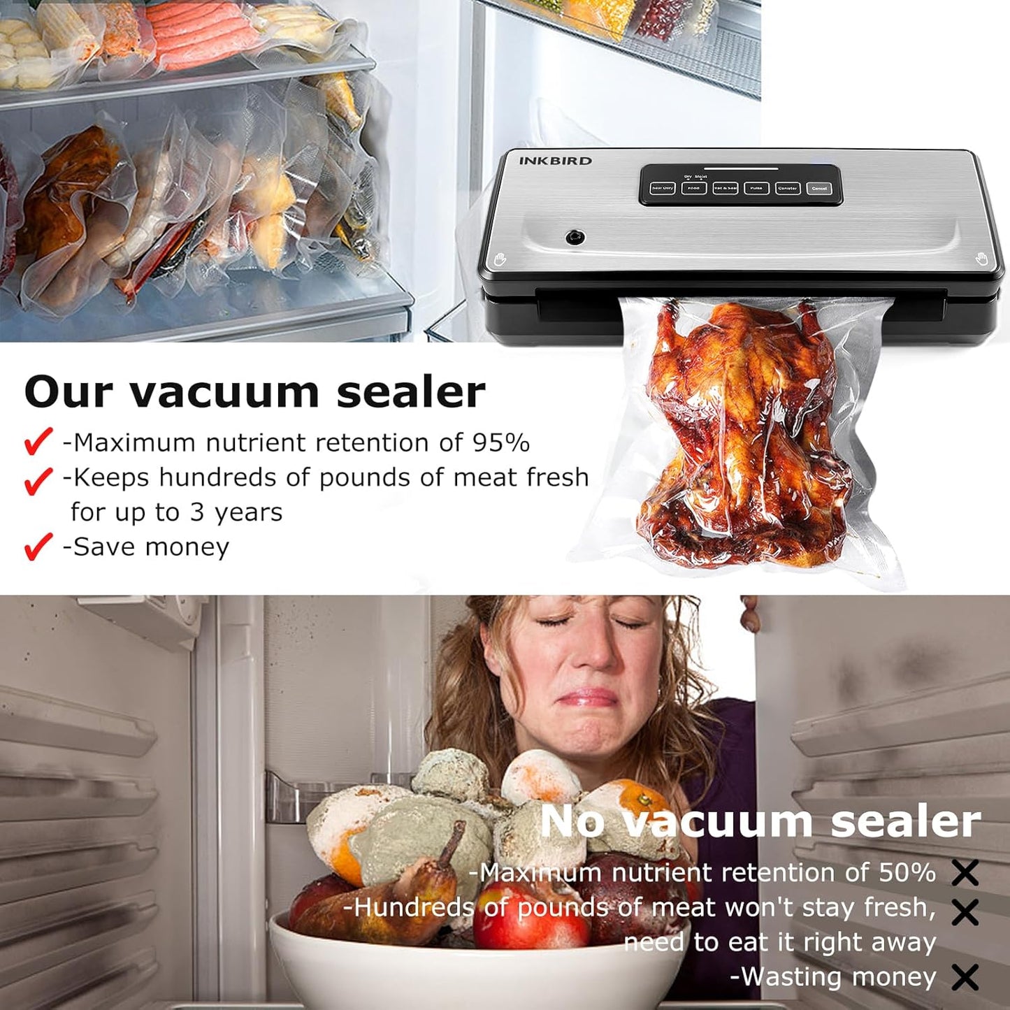 Inkbird Vacuum Sealer Machine 10-in-1 with Bag Storage and Cutter Black DEMO