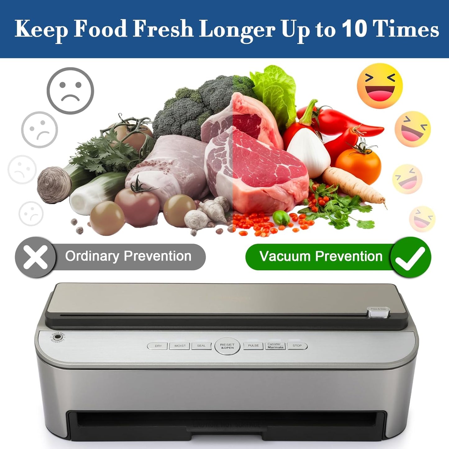 Homiloggo 120W Powerful Automatic Food Vacuum Sealer Machine for Kitchen DEMO