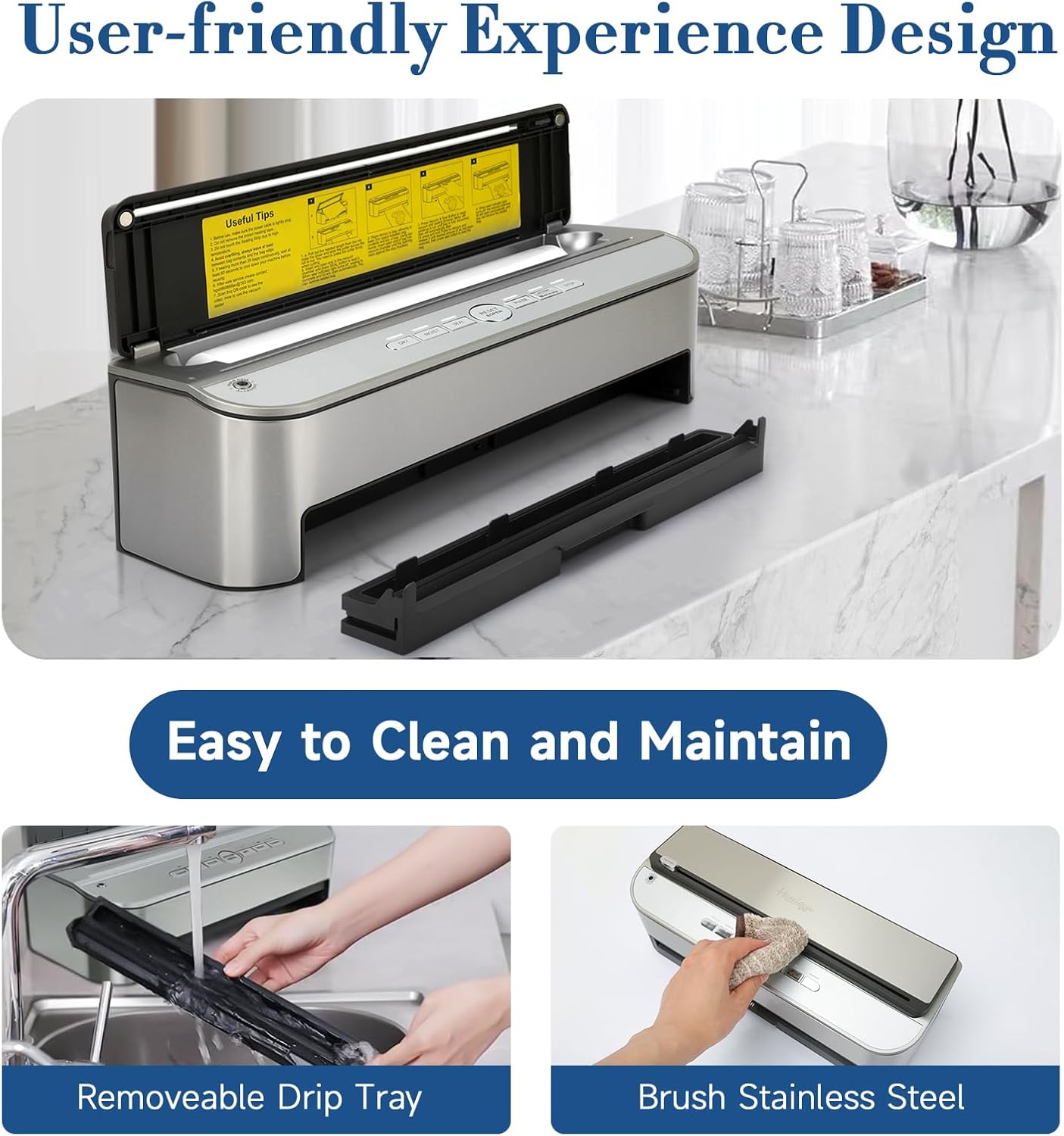Homiloggo 120W Powerful Automatic Food Vacuum Sealer Machine for Kitchen DEMO